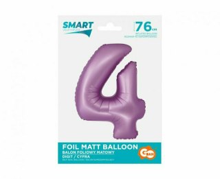 Balon foliowy Smart Cyfra 4 lawendowa matowa 76cm Godan