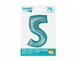 Balon foliowy Smart, Cyfra 5, j. niebieska matowa, 76 cm GoDan