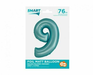 Balon foliowy Smart, Cyfra 9, j. niebieska matowa, 76 cm GoDan