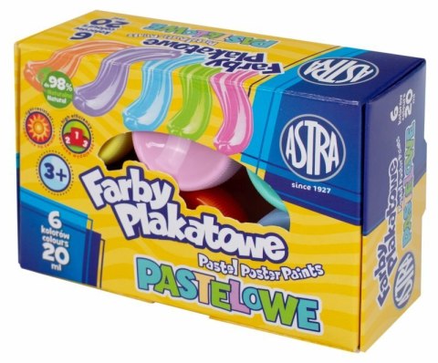 Farby plakatowe pastelowe 6 kolorów 20 ml