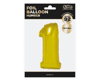 Balon foliowy Cyfra 1, złota, 92 cm