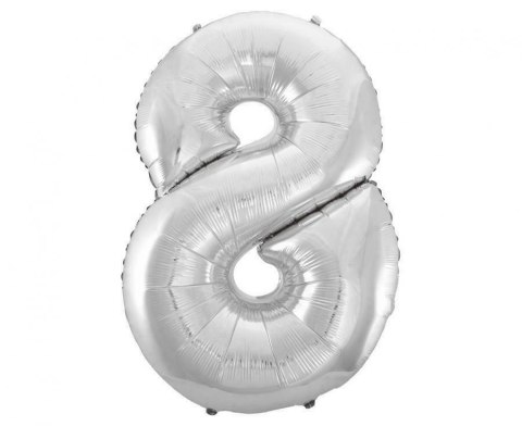 Balon foliowy Cyfra 8, srebrna, 92 cm