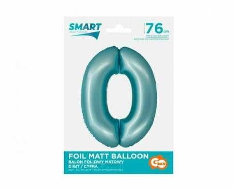 Balon foliowy SMART cyfra 0, niebieska matowa, 76 cm GoDan