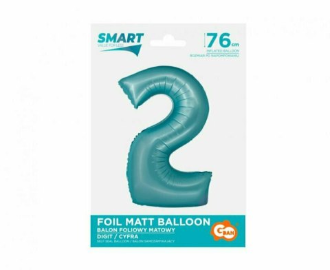 Balon foliowy Smart, Cyfra 2, j. niebieska matowa, 76 cm GoDan