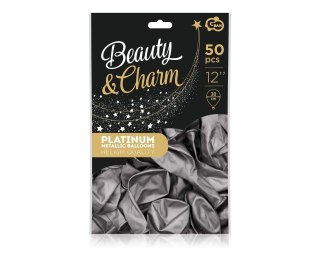 Balony Beauty&Charm platynowe grafitowe 12/50szt