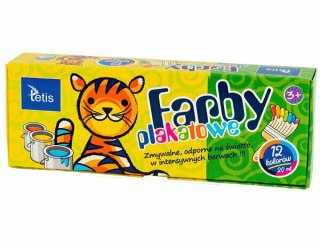 Farby plakatowe 12kol 20ml Tetis