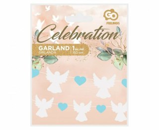 Girlanda papierowa Aniołki 10x12cm niebieskie serduszka 5x4cm 150cm Godan