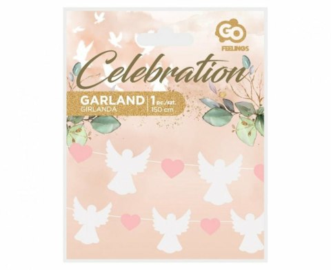 Girlanda papierowa Aniołki 10x12cm różowe serduszka 5x4cm 150cm Godan