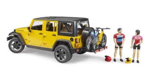 Jeep Wrangler Unlimited Rubicon z rowerem górskim i figurką kolarza