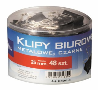 Klipy biurowe czarne 25mm op48 tuba TETIS