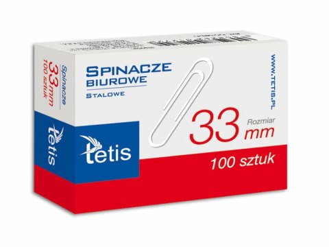 Spinacze biurowe 33mm (100szt) p10. TETIS