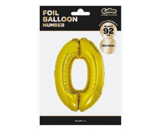 Balon foliowy Cyfra 0, złota, 92 cm