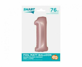 Balon foliowy Smart, Cyfra 1, j. różowa matowa, 76 cm GoDan