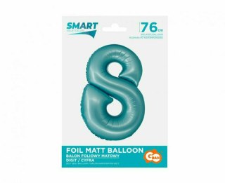 Balon foliowy Smart, Cyfra 8, j. niebieska matowa, 76 cm GoDan