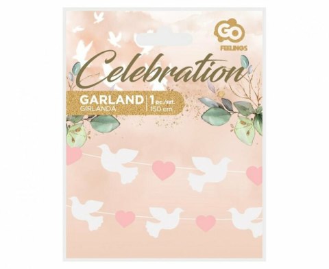 Girlanda papierowa Gołąbki 10x8cm różowe serduszka 5x4cm 150cm Godan