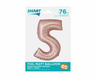 Balon foliowy Smart, Cyfra 5, j. różowa matowa, 76 cm GoDan