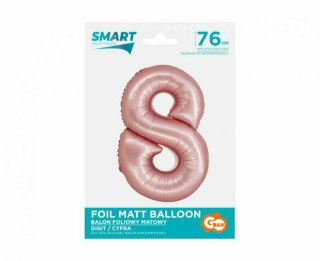 Balon foliowy Smart, Cyfra 8, j. różowa matowa, 76 cm GoDan