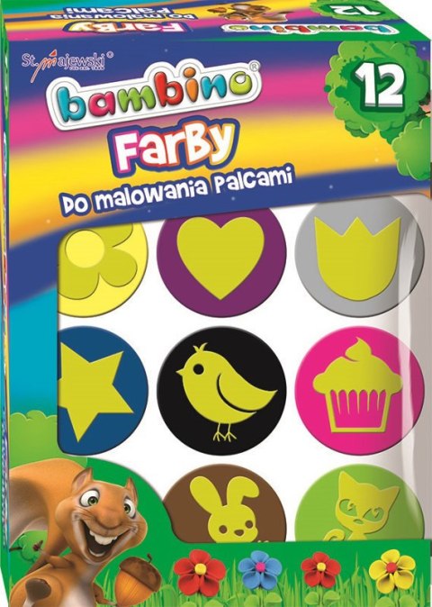 Farby do malowania palcami 12kol. Mini Zoo w pudełku MAJEWSKI mix cena za 1 szt