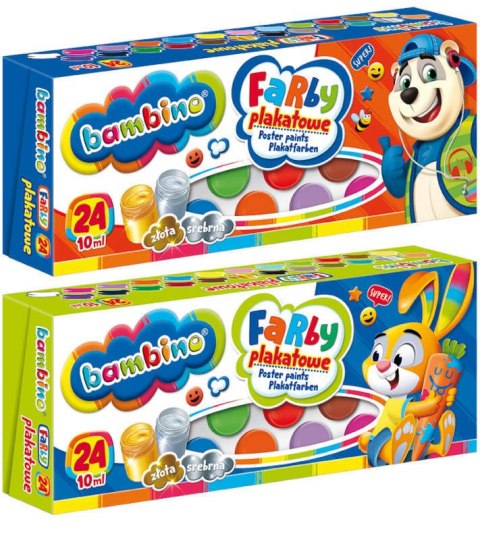 Farby plakatowe 24kol 10ml Bambino MAJEWSKI p5, mix cena za 1 szt