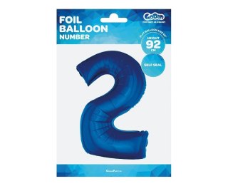 Balon foliowy Cyfra 2, niebieska, 92 cm