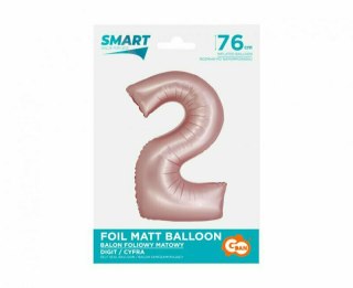 Balon foliowy Smart, Cyfra 2, j. różowa matowa, 76 cm GoDan