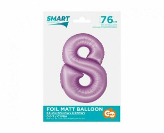 Balon foliowy Smart Cyfra 8 lawendowa matowa 76cm Godan