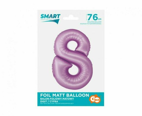 Balon foliowy Smart Cyfra 8 lawendowa matowa 76cm Godan