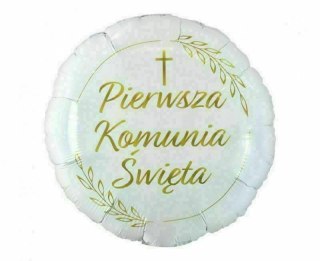 Balon foliowy 18 Pierwsza Komunia Święta (kłosy), okrągły Godan