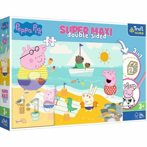 Puzzle dwustronne 24el SUPER MAXI 3w1 Radosny dzień Peppy. Peppa Pig 41010 Trefl