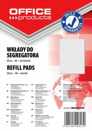 Wkład do segregatora A4 50k kolorowy OFFICE PRODUCTS mix cena za 1szt