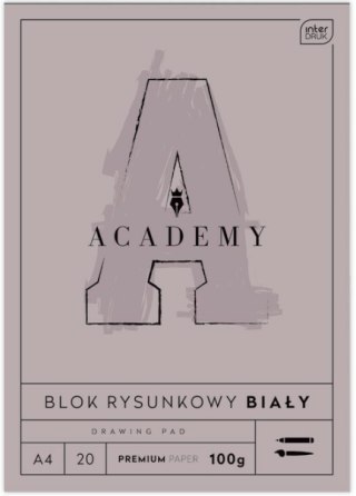 Blok rysunkowy biały A4 20 kartek 100g Academy Interdruk