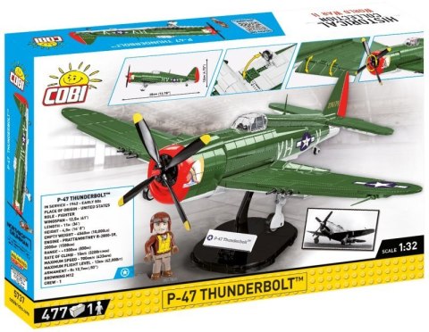 COBI 5737 Historical Collection WWII Samolot myśliwski i myśliwsko-szturmowy P-47 Thunderbolt 477 klocków