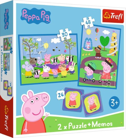 Puzzle 2w1 + memos Radosne chwile Świnka Peppa 93331 Trefl