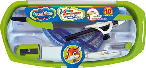 Zestaw geometryczny 10 elementów z cyrklem standard Bambino p12 mix cena za 1szt