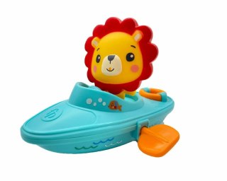 Fisher-Price Zabawka do kąpieli Nakręcana Łódeczka + Figurka Lew CFGMBT003A