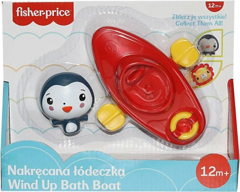 Fisher-Price Zabawka do kąpieli Nakręcana Łódeczka + Figurka Pingwin CFGMBT003C