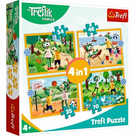 Puzzle 4w1 Trefliki na wakacjach. Rodzina Treflików 34623 Trefl