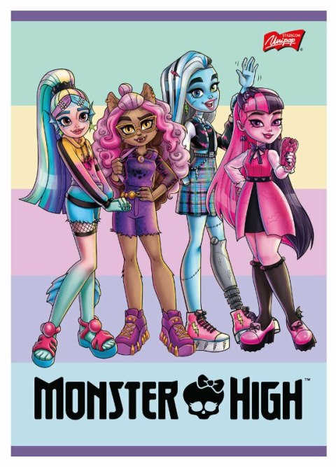 Zeszyt A5 16k kratka laminowany MONSTER HIGH p15 mix cena za 1szt