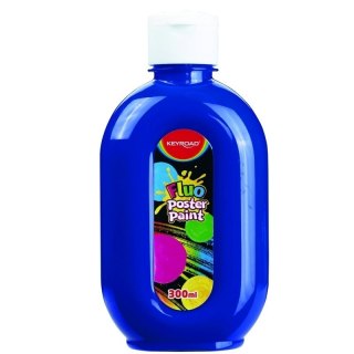 Farba plakatowa KEYROAD, fluorescencyjna, 300ml, butelka, neonowa niebieska