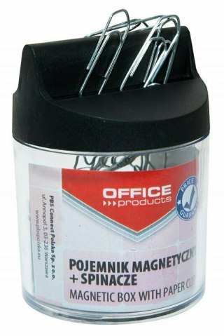 Pojemnik magn. na spinacze OFFICE PRODUCTS okrągły, ze spinaczami, transparentny