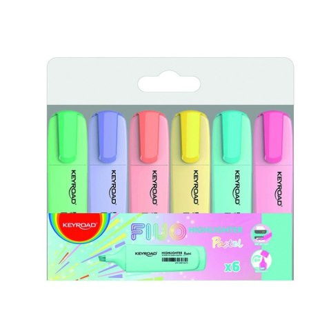 Zakreślacz KEYROAD pastel 6 szt. pudełko mix kolorów KR972174