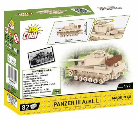 COBI 3090 Historical Collection WWII Panzer III AUSF.L 82 klocki