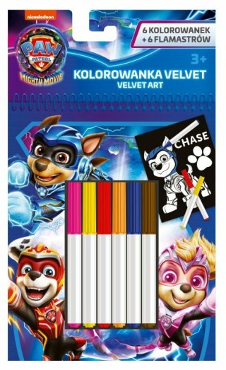 Zestaw aksamitnych kolorowanek z flamastrami 12 elementów Psi Patrol Paw Patrol