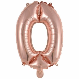 Balon foliowy mini cyfra 0 różowe złoto 30,5x40cm 9909698