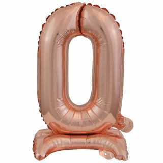 Balon foliowy mini cyfra 0 ze stopką różowe złoto 22x40cm 9911733