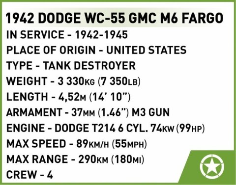 COBI 3116 Historical Collection WWII 37 mm GMC M6 Fargo 230 klocków