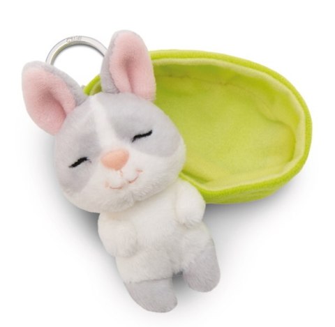 NICI 49982 Brelok Sleeping Pets królik szary 8cm, koszyk zielony