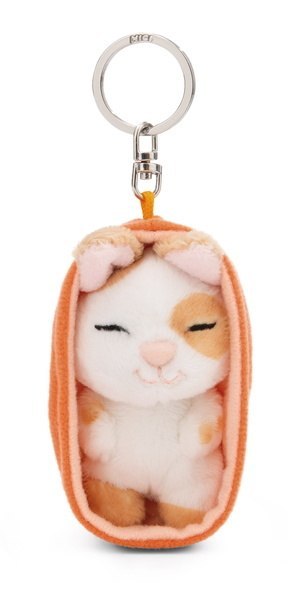 NICI 49983 Brelok Sleeping Pets królik karmelowy w łatki 8cm, koszyk pomarańczowy