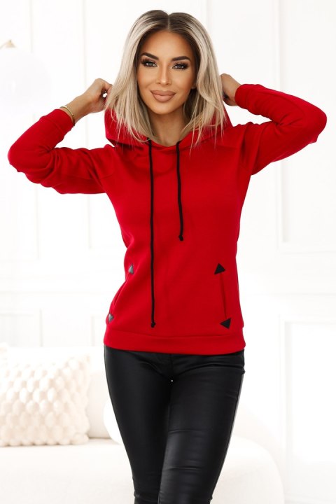 262-2 Ciepła bluza z kapturem i kieszonkami - CZERWONA - XL 262-2 Ciepła bluza z kapturem i kieszonkami - CZERWONA - XL