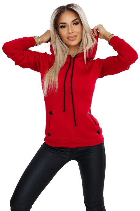 262-2 Ciepła bluza z kapturem i kieszonkami - CZERWONA - XL 262-2 Ciepła bluza z kapturem i kieszonkami - CZERWONA - XL